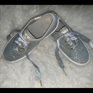 Girls Kate Spade Keds silver sparkle